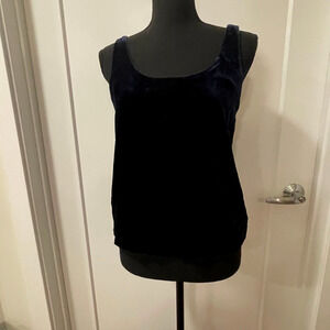 J. Crew tank top size 2 SMALL faux velvet blue Viscose blend sleeveless lined